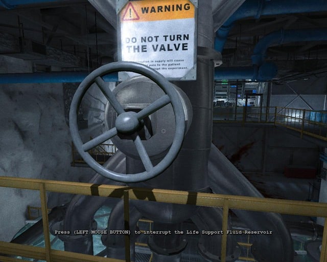 This valve opens the other door in the chamber room - Underground Lab | Walkthrough - Walkthrough - Outlast Game Guide & Walkthrough