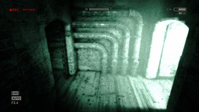 A fork, take right to move on with the story or left to collect a battery - Underground lab/Hospital - Game Walkthrough - Outlast: Whistleblower - Game Guide and Walkthrough