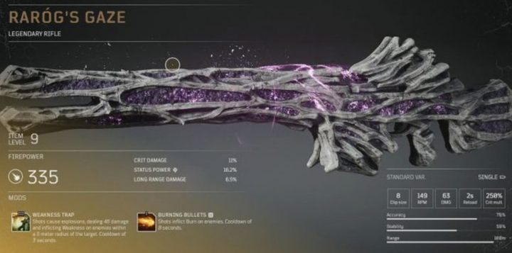 Mods - the first one causes your shots to explode, dealing damage and causing weakness - Outriders: Legendary Items - Basics - Outriders Guide
