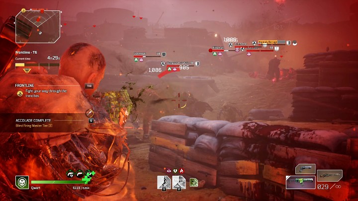 A large welcoming committee of regular soldiers, berserkers, snipers, and more powerful Elite units - Vanguard Captains, Cremators - awaits you in the trenches - Outriders: Frontline - Expedition, walkthrough - Expeditions - Outriders Guide