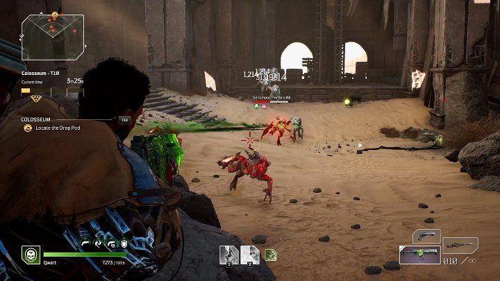 After a while, a large group of Alpha Perforo will arrive from the direction shown in the image above, and they can prove to be quite a nuisance if they attack simultaneously - Outriders: Colosseum - walkthrough - Expeditions - Outriders Guide