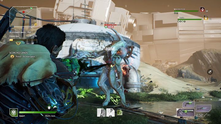 Once the situation is under control, focus all your firepower on the Elite unit, but don't get too close, because one accurate hit from this enemy can take away more than half of your health points - Outriders: Scorched Lands - walkthrough - Expeditions - Outriders Guide