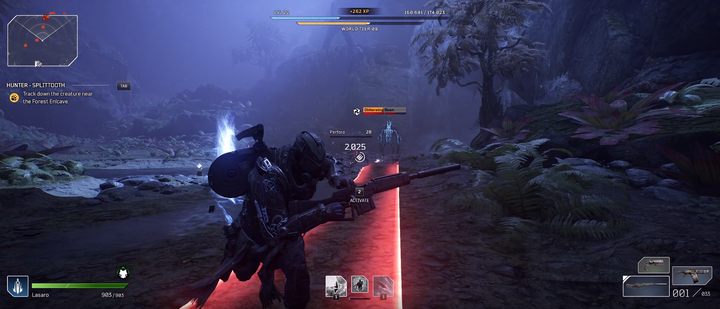 Try to avoid the monster's attacks by hiding behind an obstacle. - Outriders: Splittooth - Hunt the Prey, walkthrough - Hunting - Outriders Guide