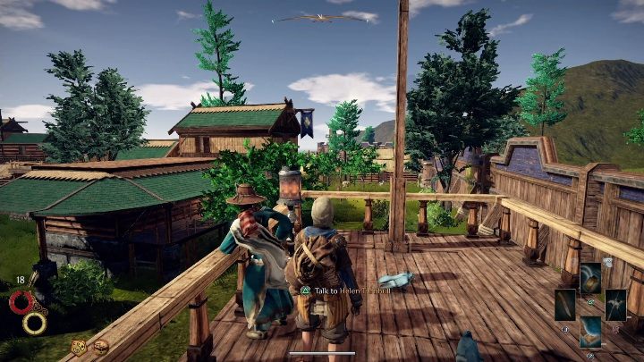 Helen Turnbull can be found on the terrace of one of the houses - Looking to the Future - Outward Walkthrough - Main quests - Outward Guide