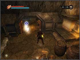 Come back to the room where you found the spoke, take the other door and then down the stairs (#1) beating the hell out of the dwarves in your way again - Retrieve the Beer Kettle - Walkthrough - Overlord - Game Guide and Walkthrough