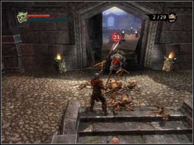 Break all the barrels and take right and the stairs up (#1) - Locate the Statue of the Mother Goddes - part 2 - Walkthrough - Overlord - Game Guide and Walkthrough