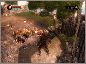 Pass by the trees and behind the last one you'll see a pass (#1) - Retrieve the Food - Walkthrough - Overlord - Game Guide and Walkthrough