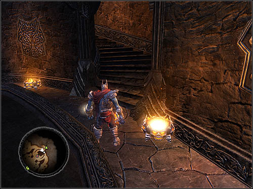 Stairs leading to the private apartment. - The Netherworld Tower - Throne Room - The Netherworld Tower - Overlord II - Game Guide and Walkthrough