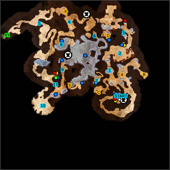 Map key - Main quests - Wasteland Main - part 1 - Main quests - Overlord II - Game Guide and Walkthrough