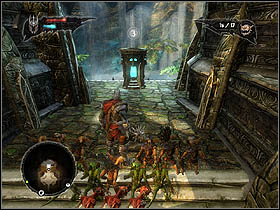 You'll find the second keystone [4] not far away but it's blue - Main quests - Everlight Temple Outskirts - Main quests - Overlord II - Game Guide and Walkthrough