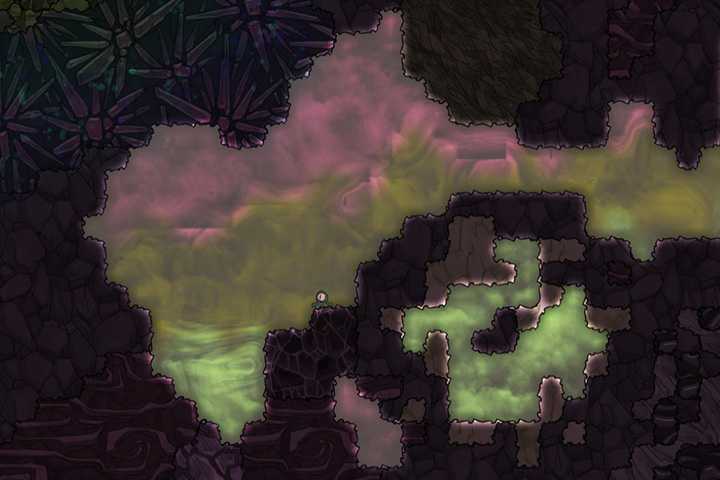 Three different gases in the same cave. - Gases in Oxygen Not Included | Resources - Resources - Oxygen Not Included Game Guide