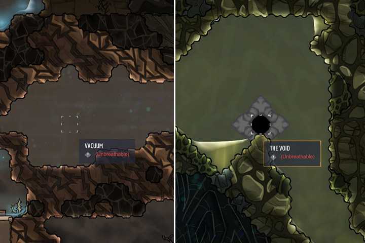 The Vacuum and the strange object, which sucks in gases - The Void. - Gases in Oxygen Not Included | Resources - Resources - Oxygen Not Included Game Guide