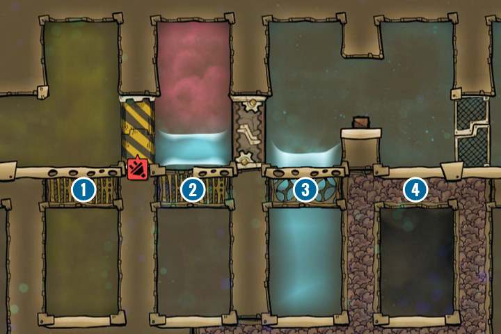 Knowing how to use the right tiles is half the battle. Several types of doors are also shown in the picture. From the right: pneumatic doors, manual and mechanized airlocks. - Base Buildings in Oxygen Not Included - Description of objects and structures - Oxygen Not Included Game Guide