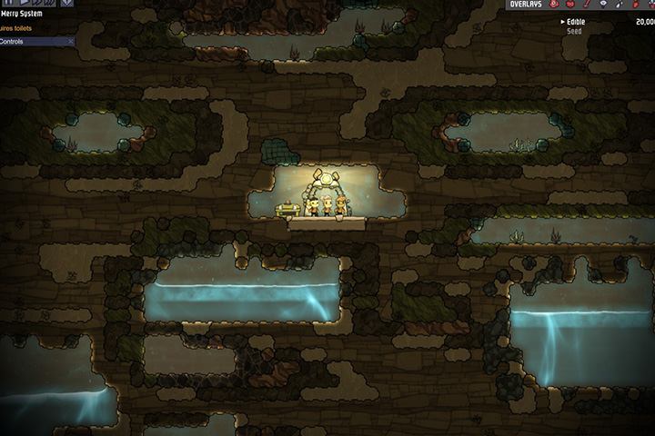 Lots of algae and water. But the metals are missing, they are located only in the upper part. - How to start? | Oxygen Not Included - The Beginning - Oxygen Not Included Game Guide