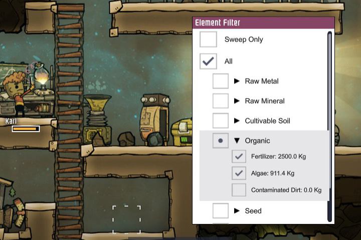 If you place a storage compactor near the Algae Deoxidizer, and it will store only <br>Algae, it will speed up transport and shorten delivery times. - How to start? | Oxygen Not Included - The Beginning - Oxygen Not Included Game Guide