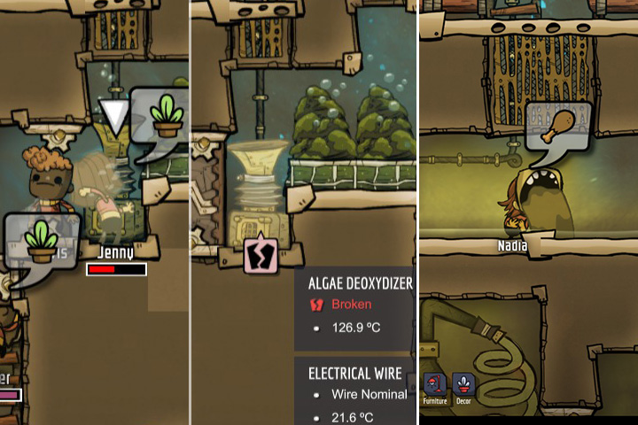 Duplicates can destroy objects or vomit as a result of stress. - Duplicants Profile in Oxygen Not Included - Duplicants - Oxygen Not Included Game Guide