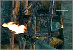 You'll approach an entrance to a tunnel which is blocked with wood - knock it down and make it passable - On Kong's Tracks - Walkthrough - Peter Jacksons King Kong - Game Guide and Walkthrough