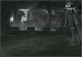 Once you're inside, go as far as you can inwards, to the wall opposite to the entrance, into the water - V-Rex - Walkthrough - Peter Jacksons King Kong - Game Guide and Walkthrough