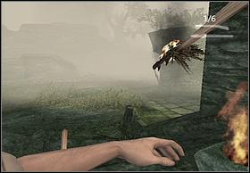 fire next goblet (left picture) and quickly run on the right side, to stand on raising, where stand a hero from right screenshot - Brontosaurus - Walkthrough - Peter Jacksons King Kong - Game Guide and Walkthrough