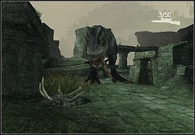 You can jump down from the balcony now and distract the reptiles attention from the ground - Call Kong - Walkthrough - Peter Jacksons King Kong - Game Guide and Walkthrough