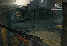 Get rid of snappish monsters on the next platform (spears before the guns) and light one of the spears - To The Lair - Walkthrough - Peter Jacksons King Kong - Game Guide and Walkthrough