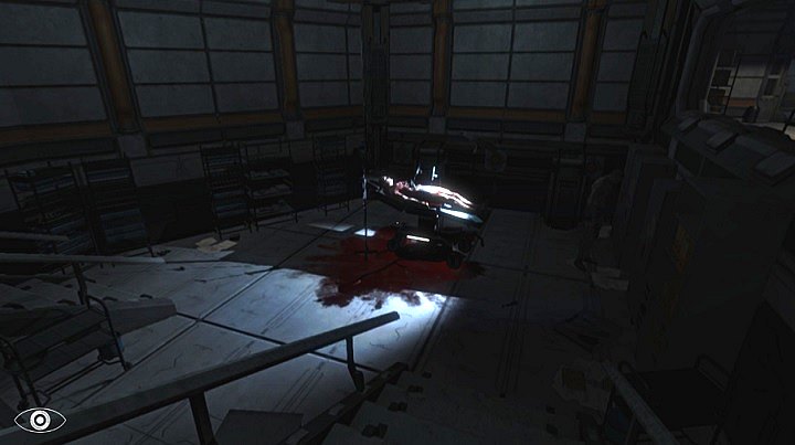 As presented in the screenshot, you will reach a table with corpses of one of the enemies - Reach Administrative zone | Walkthrough - Walkthrough - Phantaruk Game Guide