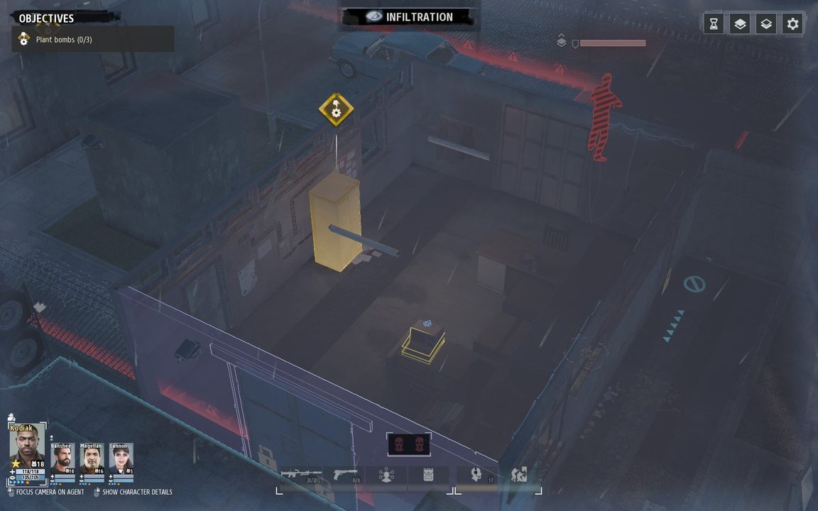 The next places to set the bomb are at the top of the building - Chapter V | KGB campaign walkthrough in Phantom Doctrine Game - KGB Campaign - Phantom Doctrine Game Guide