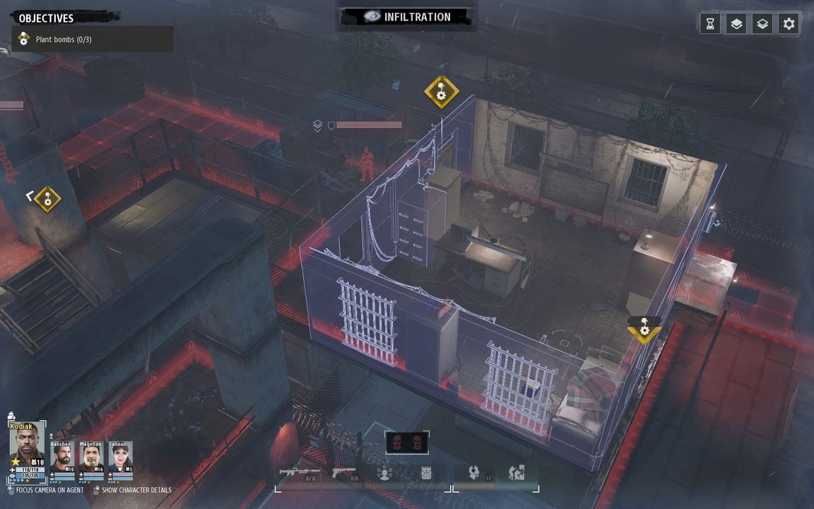 At the top, the agent will patrol the area - you can overpower him so that he wont spoil your blood - Chapter V | KGB campaign walkthrough in Phantom Doctrine Game - KGB Campaign - Phantom Doctrine Game Guide