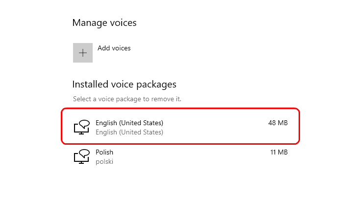 In the voice management section, select the Add voices button, and then select English (United States) from the list - Phasmophobia: Microphone does not work – how to fix? - Appendix - Phasmophobia Guide
