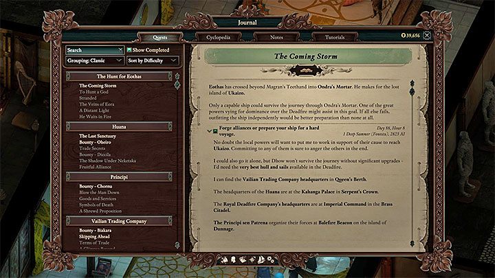The Coming Storm quest can be completed in five different ways - Pillars Of Eternity 2: General information about journey to Ukaizo - Walkthrough - Pillars Of Eternity 2: The Coming Storm - journey to the final location - Pillars Of Eternity 2 Deadfire Game Guide