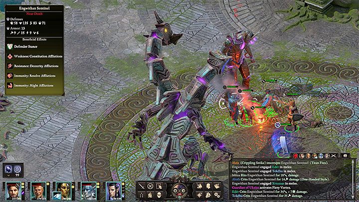 After dealing enough damage, two Engwithan Sentinels will appear (number of enemies can differ and this depends on your difficulty level - this walkthrough is based on the classic/normal difficulty level) - Pillars Of Eternity 2: The City Lost to Time - Walkthrough - Pillars Of Eternity 2: Maps Ukaizo - Pillars Of Eternity 2 Deadfire Game Guide