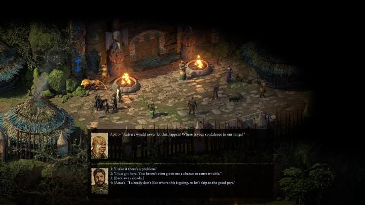 Follow the path until you are asked by two characters - choose dialogue options that are unrelated to fight or flight, and you will be quickly admitted to the leaders sanctuary - Pillars Of Eternity 2: The Painted Masks - Aloths quest walkthrough - Pillars Of Eternity 2: Companion quests - Pillars Of Eternity 2 Deadfire Game Guide