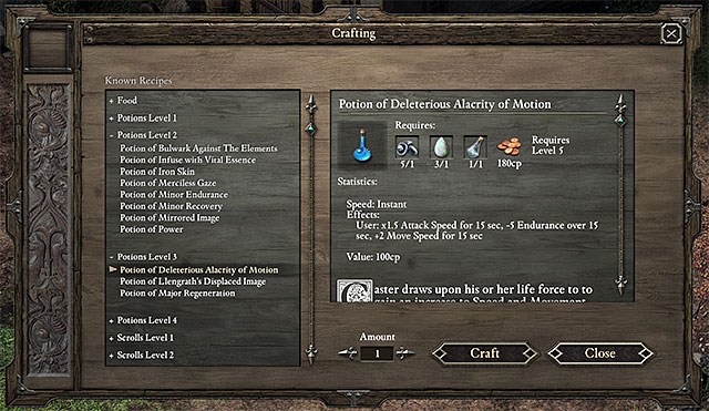 Some item require a lot of gold for creating as well - Crafting | Pillars of Eternity Basics - Basics - Pillars of Eternity Game Guide & Walkthrough