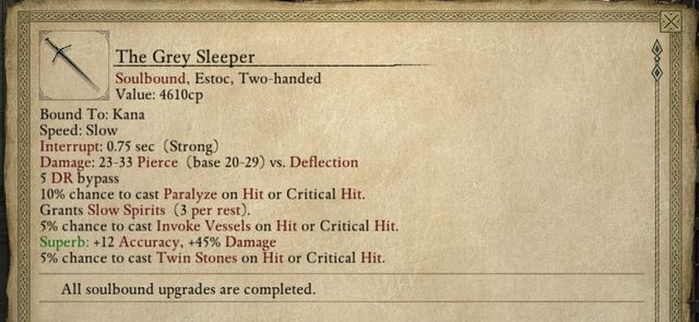 The Grey Sleeper is one of the best two-handed swords in the game. - The Grey Sleeper - side quest | Pillars of Eternity The White March - Longwatch Falls - Pillars of Eternity Game Guide & Walkthrough