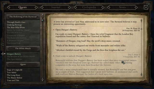 In order to open the door to Durgans Battery, you have to use the previously learned incantation. - Durgans Battery - main quest | Pillars of Eternity The White March Part I - Starting The Adventure - Pillars of Eternity Game Guide & Walkthrough
