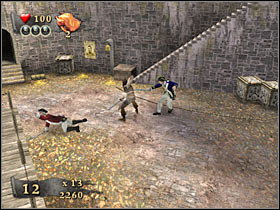 Once you've secured this entire area, you should consider destroying all of the surrounding barrels and crates - Mission 3 - part 2 - Mission 3 - Port Royal - Pirates of the Caribbean: At Worlds End - Game Guide and Walkthrough