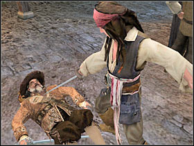 You will have to wait for the second cut-scene to pop up on your screen (#1) - Mission 5 - part 3 - Mission 5 - Tortuga - Pirates of the Caribbean: At Worlds End - Game Guide and Walkthrough