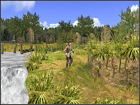 You should be able to reach a large waterfall very soon (#1) - Mission 6 - part 2 - Mission 6 - Isla Cruces - Pirates of the Caribbean: At Worlds End - Game Guide and Walkthrough