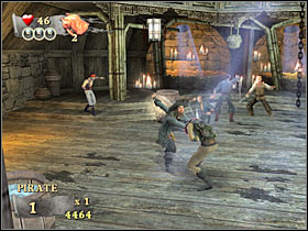 Eventually you will have to return to one of the balconies (#1) - Mission 8 - part 2 - Mission 8 - Singapore - Pirates of the Caribbean: At Worlds End - Game Guide and Walkthrough