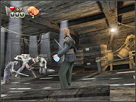 You've fought a boss character during the course of this mission, so you'll be able to participate in a Dueling challenge - Mission 10 - part 2 - Mission 10 - Sea Battle - Pirates of the Caribbean: At Worlds End - Game Guide and Walkthrough