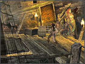 Once you're close enough to a large yellow gate, a new cut-scene is going to be displayed on your screen (#1) - Mission 11 - part 1 - Mission 11 - Shipwreck City - Pirates of the Caribbean: At Worlds End - Game Guide and Walkthrough