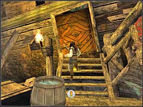 Turn right and use the stairs - Mission 11 - part 2 - Mission 11 - Shipwreck City - Pirates of the Caribbean: At Worlds End - Game Guide and Walkthrough