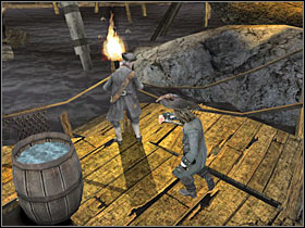 You will end up standing on a moving boat - Mission 11 - part 4 - Mission 11 - Shipwreck City - Pirates of the Caribbean: At Worlds End - Game Guide and Walkthrough