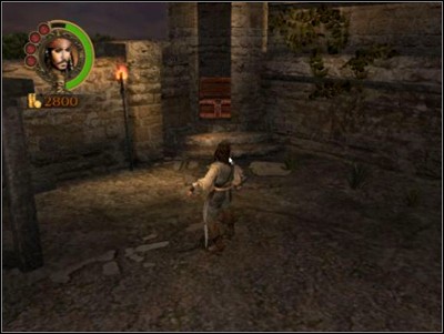 After you fill your pockets with gold, slide down the rope into the courtyard where another skirmish awaits - Trouble with Treasure - Missions - Pirates of the Caribbean: Legend of Jack Sparrow - Game Guide and Walkthrough