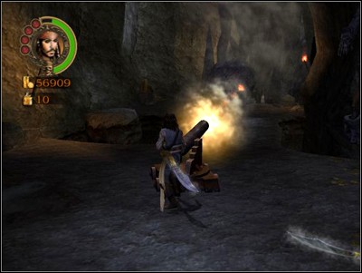 The way to the end of this mission is blocked by minor barricades, from behind which pirates shoot at you - this fragment is best done running, eliminating the cannon crews as you go - The Damsel and the Dead - Missions - Pirates of the Caribbean: Legend of Jack Sparrow - Game Guide and Walkthrough