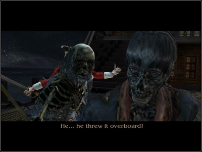 After you find both halves, a fight with Pintel and Ragetti awaits you - Ragetti will lose an eye in the melee which you can then use as the bell clapper - Dauntless Derring-Do - Missions - Pirates of the Caribbean: Legend of Jack Sparrow - Game Guide and Walkthrough