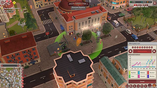 I have chosen the spot marked with the number 4, which is characterized by the fact that in the evening we can observe increased movement of three social groups: bigwigs, tourists and the elderly - Unexpected inheritance | Main missions in Pizza Connection 3 - Main missions - Pizza Connection 3 Game Guide