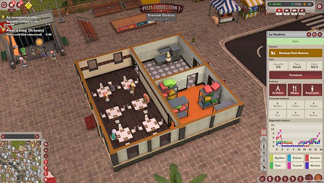 The third stage of the task is to achieve a specific level of sales, which is 55 portions of pizza in the second restaurant - A tale of two restaurants | Main missions in Pizza Connection 3 - Main missions - Pizza Connection 3 Game Guide