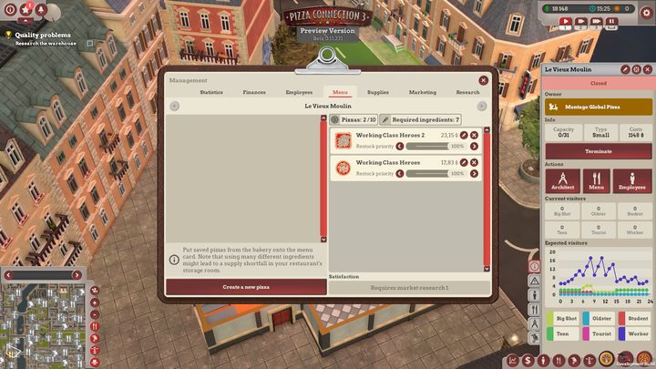 Workers prefer rustic style so choose it for your restaurant - City of love | Main missions in Pizza Connection 3 - Main missions - Pizza Connection 3 Game Guide