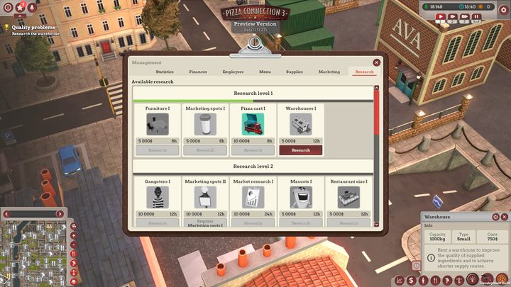 The next objective is to find the right warehouse that will guarantee you constant deliveries - City of love | Main missions in Pizza Connection 3 - Main missions - Pizza Connection 3 Game Guide